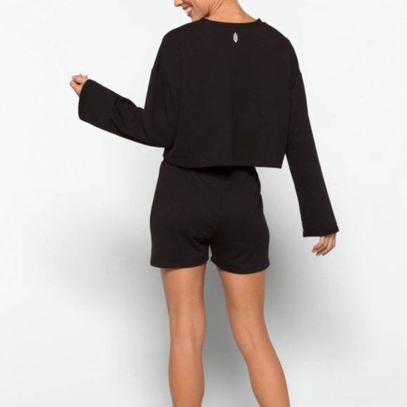 NWT FP Movement Sunny Set Black French Terry Cropped Sweatshirt & Shorts S Small - Picture 2 of 16